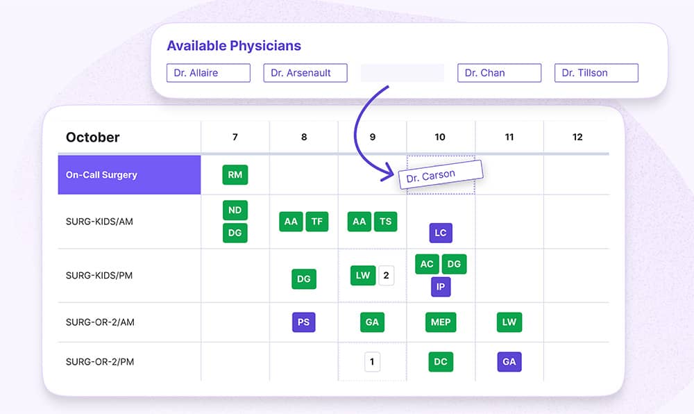 Petal physician on-call scheduling calendar